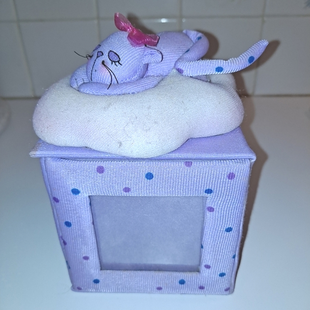 Cat cloud photo jewelry box picture container purple organizer keepsake decor